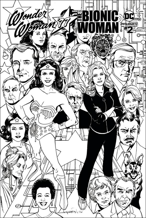 Wonder Woman '77 Meets The Bionic Woman issue 2-E Aaron Lopresti Black and White 1:25 Cover