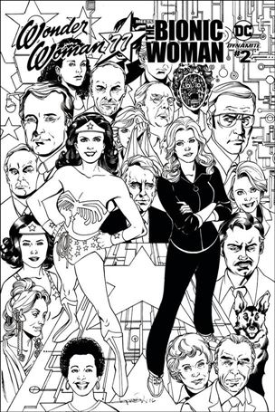 Wonder Woman '77 Meets The Bionic Woman issue 2-E Aaron Lopresti Black and White 1:25 Cover