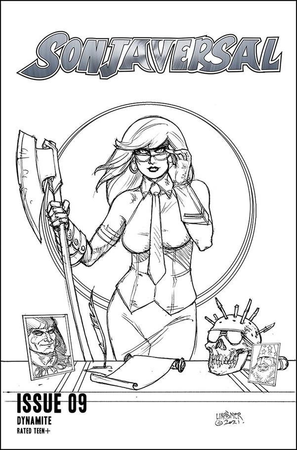 Sonjaversal issue 9-H Joseph Michael Linsner 1:10 Black & White Cover