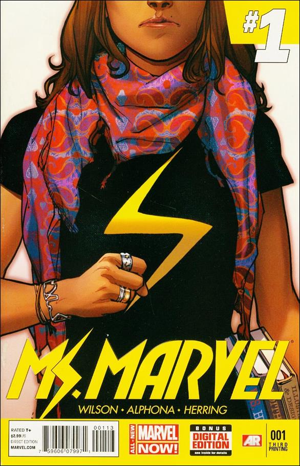 Ms. Marvel (2014)  issue 1-F Sara Pichelli Yellow Logo Cover (3rd Printing)