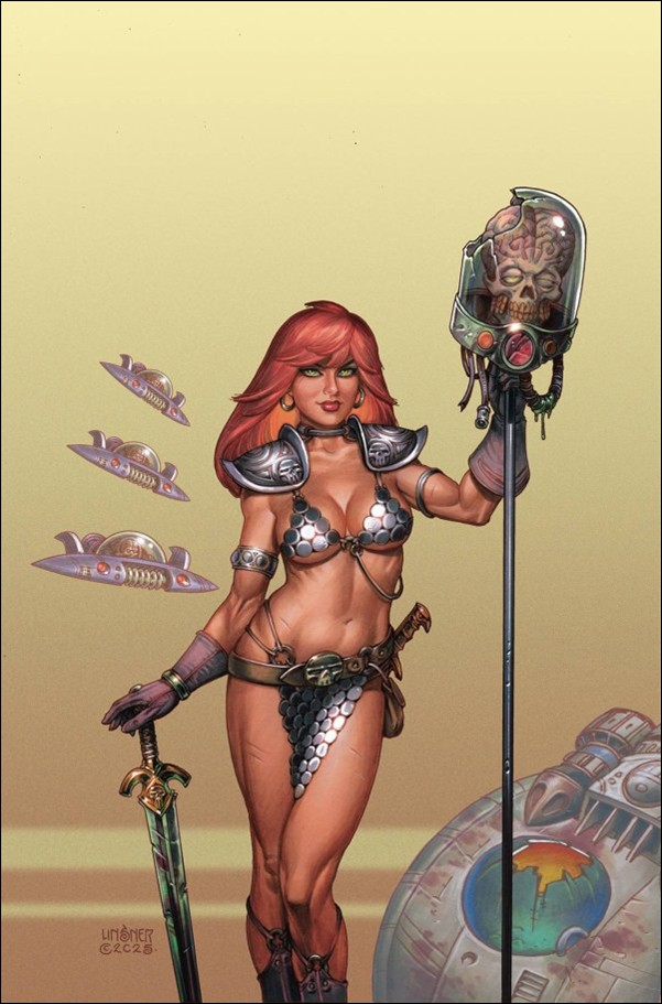 Red Sonja Attacks Mars issue 4-D Joseph Michael Linsner Virgin Cardstock Cover
