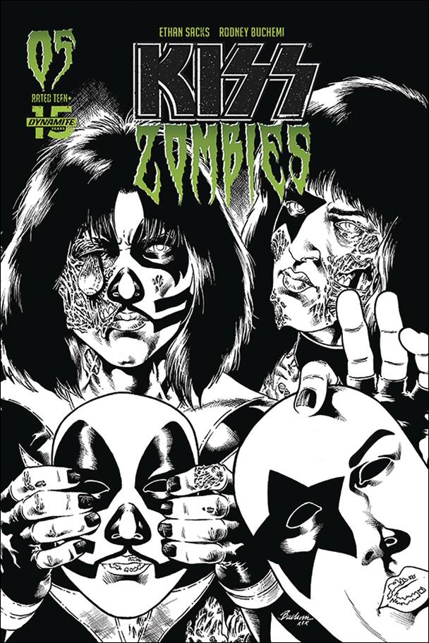 Kiss Zombies issue 5-L Rodney Buchemi 1:30 Black & White Cover