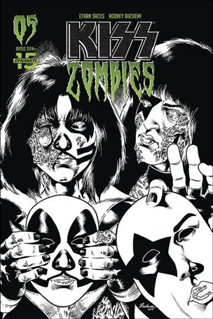 Kiss Zombies issue 5-L Rodney Buchemi 1:30 Black & White Cover