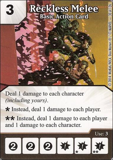 Marvel Dice Masters Uncanny X-Men  card 30 Reckless Melee: Basic Action Card