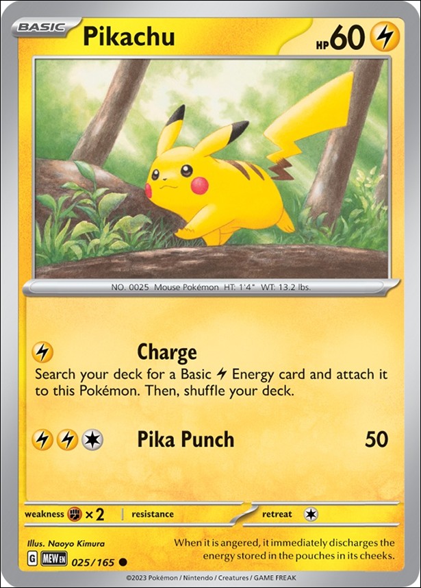 Pokemon: Scarlet & Violet - 151 (Base Set) card 025/165-C Pikachu (Cosmos Reverse Holofoil)