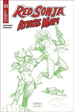 Red Sonja Attacks Mars issue 3.00-K Joseph M. Linsner Green Line 1:7 Cardstock Cover