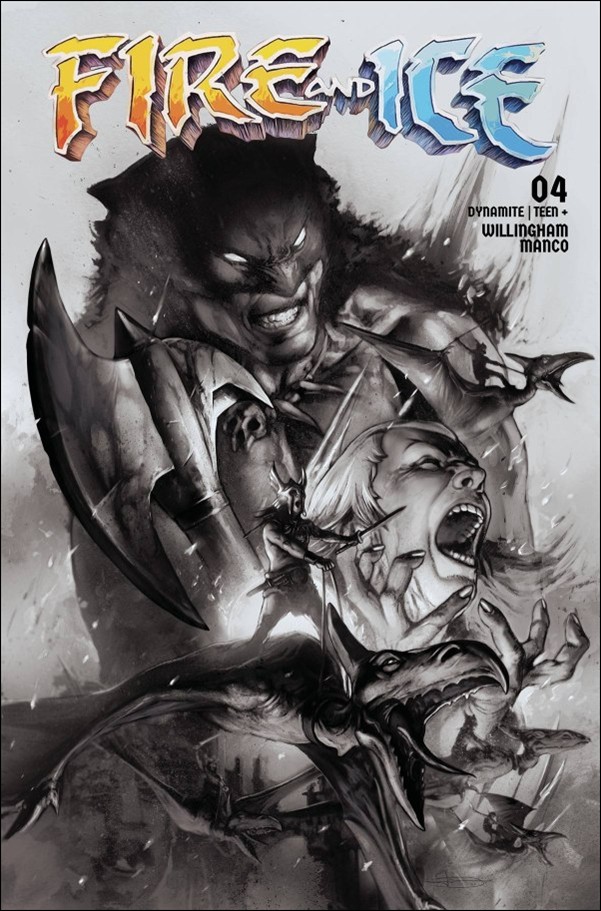 Fire and Ice issue 4-E Leonardo Manco B&W 1:10 Cover