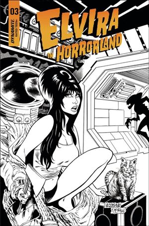 Elvira in Horrorland issue 3-E Dave Acosta 1:10 Black & White Cover