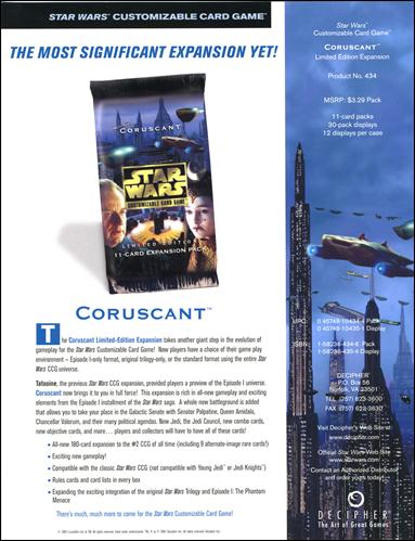 Star Wars: Coruscant Limited card 8 Dealer Ad Sheet
