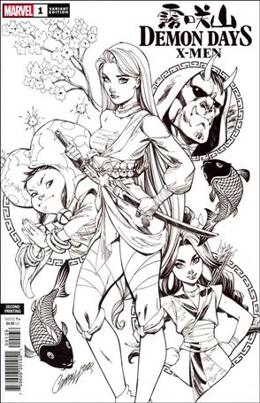 Demon Days: X-Men issue 1-K J. Scott Campbell 1:25 B&W Cover (2nd Printing)