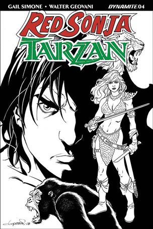 Red Sonja / Tarzan issue 4-G Aaron Lopresti 1:30 Black & White Cover
