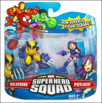 Marvel Super Hero Squad figure 32 Wolverine (Yellow Costume) and Psylocke