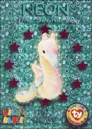 Beanie Babies Series 3 (Wild Subset) card 57-B Neon the Seahorse Purple Stars
