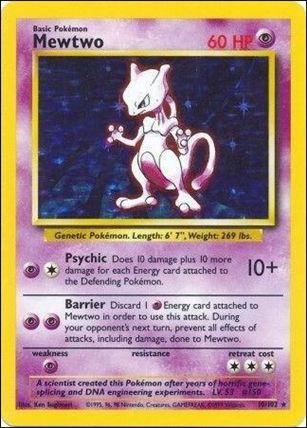 Pokemon (Base Set) card 10/102-C Mewtwo (Holo) - Unlimited