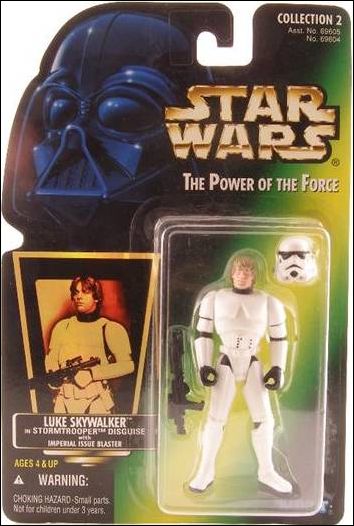 Star Wars: The Power of the Force 2 3 3/4" Basic Action Figures figure 23-C Luke Skywalker ('Trooper) (Green) (Coll 2) (Holo)