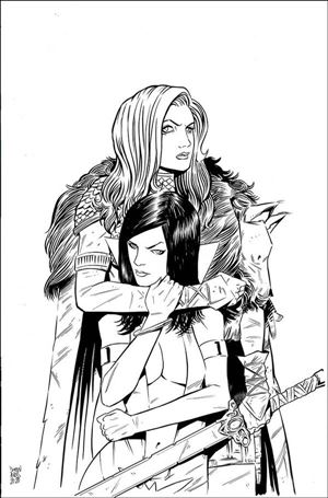 Vampirella / Red Sonja issue 12-J Drew Moss 1:11 Black & White Virgin Cover
