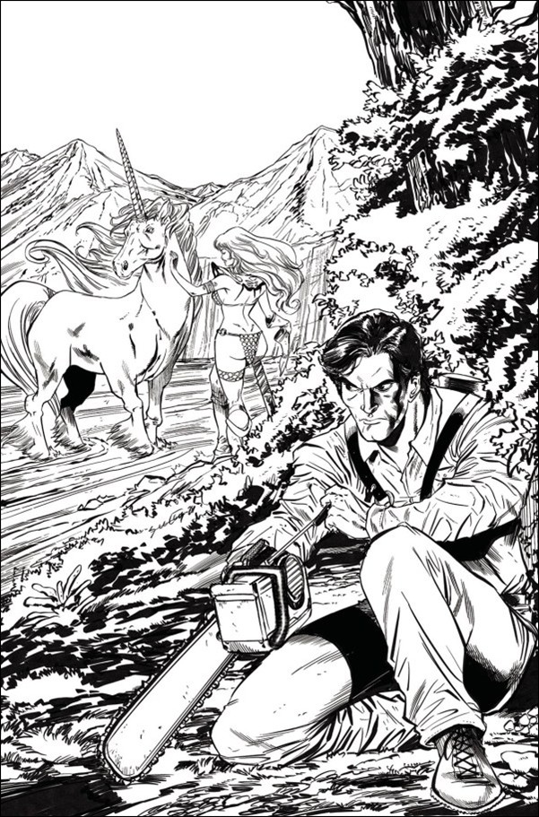 Red Sonja vs. the Army of Darkness issue 2-I Tim Seeley B&W Virgin 1:15 Cover