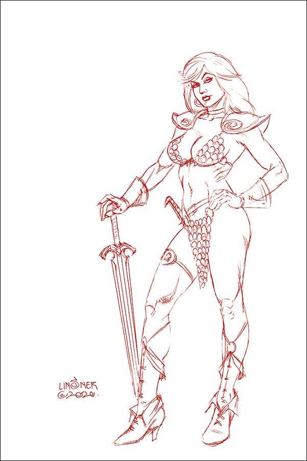 Red Sonja (2019) issue 16-J Joseph Michael Linsner Red Line Art Virgin Cover