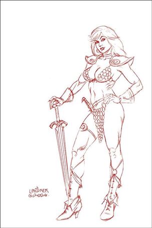 Red Sonja (2019) issue 16-J Joseph Michael Linsner Red Line Art Virgin Cover