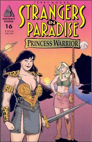 Terry Moore's Strangers in Paradise issue 16 Francine & Katchoo as Xena & Gabrielle Cover