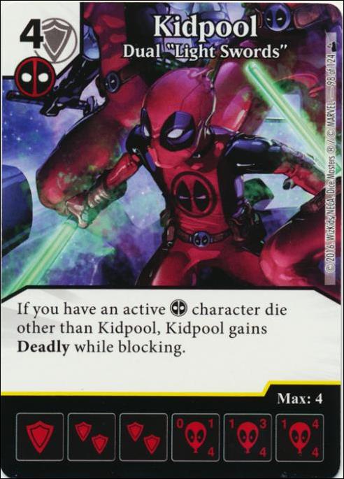 Marvel Dice Masters Deadpool card 98 Kidpool: Dual "Light Swords"