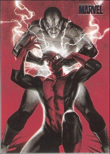 Marvel Heroes and Villains (Silver Foil Parallel Base Set) card 74 Spider-Man vs Electro