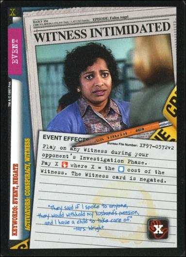 X-Files: The Truth Is Out There (Base Set) card XF97-0372v2 Witness Intimidated