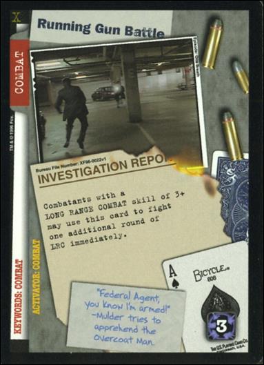 X-Files: Premiere Edition (Base Set) card XF96-0022v1 Running Gun Battle