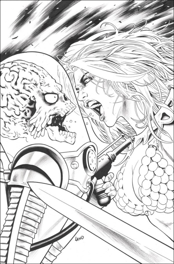 Red Sonja Attacks Mars issue 4-F Greg Land B&W Virgin 1:10 Cardstock Cover