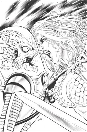 Red Sonja Attacks Mars issue 4.00-F Greg Land B&W Virgin 1:10 Cardstock Cover