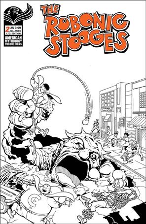 Robonic Stooges issue 2-C Eric Shanower Black & White Cover 1/350
