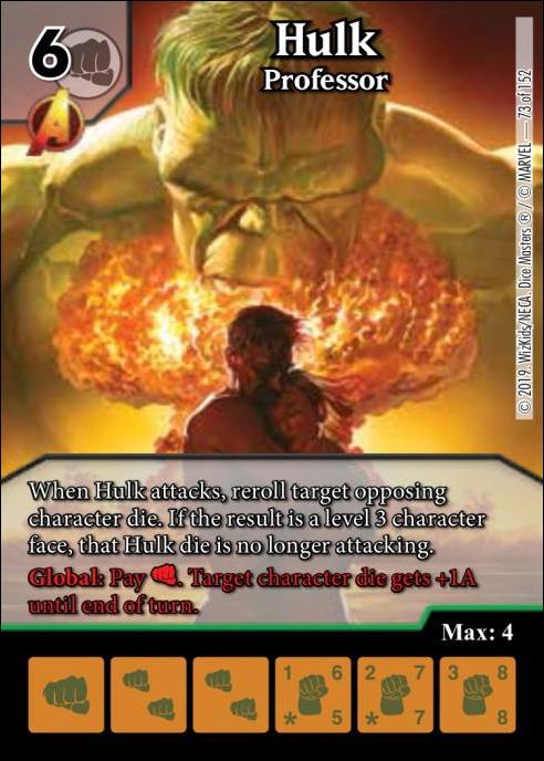 Marvel Dice Masters  Avengers Infinity Gauntlet card 73 Hulk: Professor 