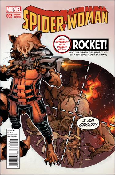 Spider-Woman (2015) issue 2-C Rocket Raccoon and Groot Cover