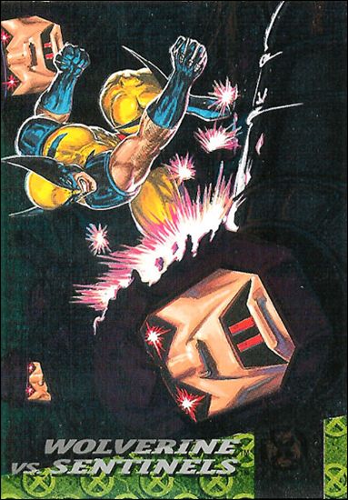 1994 Fleer Ultra X-Men (X-Men's Greatest Battles Subset) card 4 Wolverine vs. Sentinels
