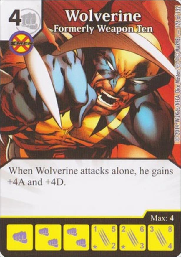 Marvel Dice Masters Avengers vs. X-Men  card 126 Wolverine: Formerly Weapon Ten