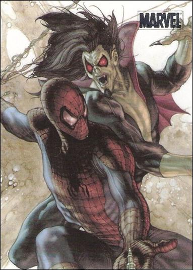 Marvel Heroes and Villains (Silver Foil Parallel Base Set) card 78 Spider-Man vs Morbius