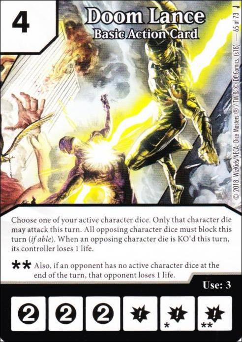 DC Comics Dice Masters Justice card 65 Doom Lance: Basic Action Card