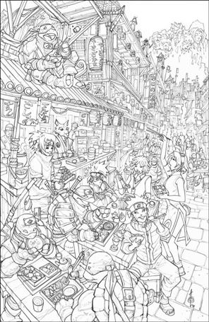 Teenage Mutant Ninja Turtles x Naruto issue 1-P Retailer Exclusive Alan Quah B&W Virgin Cover