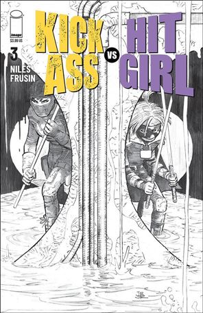 Kick-Ass vs Hit-Girl issue 3-B John Romita Jr. Black & White Cover