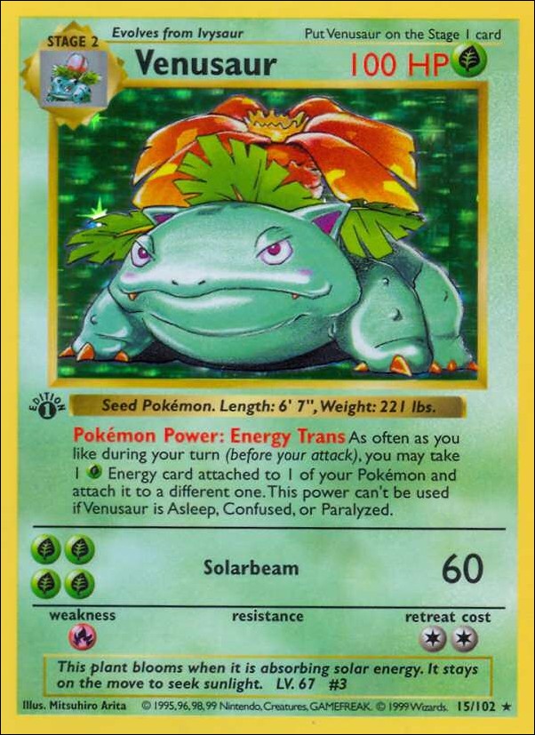 Pokemon (Base Set) card 15/102 Venusaur (Holo) 1st Edition - Shadowless