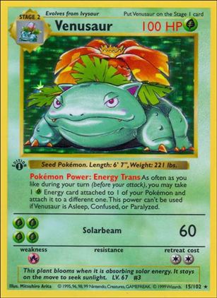 Pokemon (Base Set) card 15/102 Venusaur (Holo) 1st Edition - Shadowless