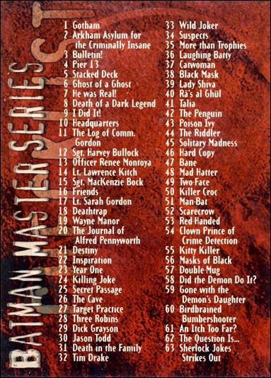 Batman Master Series (Base Set) card 90 Checklist