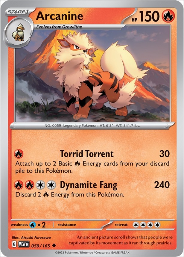 Pokemon: Scarlet & Violet - 151 (Base Set) card 059/165-B Arcanine (Reverse Holofoil)