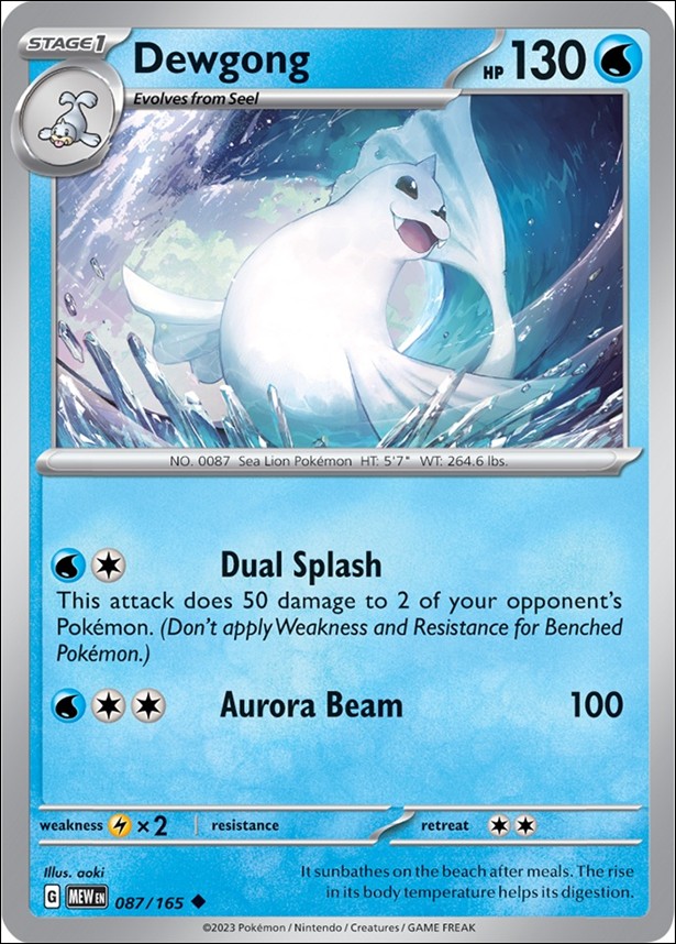 Pokemon: Scarlet & Violet - 151 (Base Set) card 087/165 Dewgong
