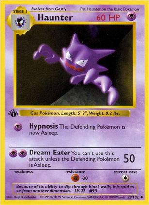 Pokemon (Base Set) card 29/102 Haunter (1st Edition) - Shadowless
