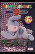 Beanie Babies Series 2 (Birthday or Rookie Subset) card 267-B Peanut the Light Blue Elephant Green Lettering