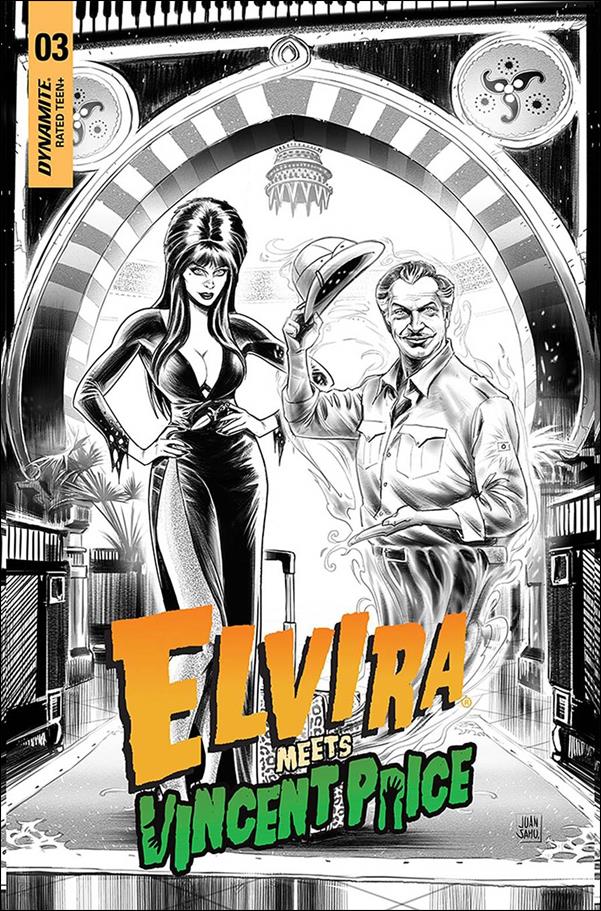 Elvira Meets Vincent Price issue 3-H Juan Samu 1:15 Black & White Cover
