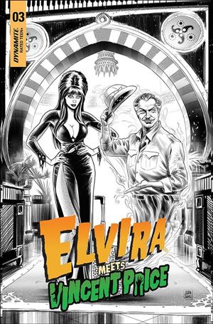 Elvira Meets Vincent Price issue 3-H Juan Samu 1:15 Black & White Cover