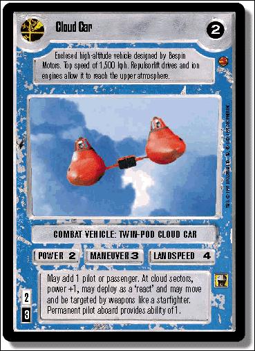 Star Wars: Cloud City Limited (Base Set) card 178 Cloud Car