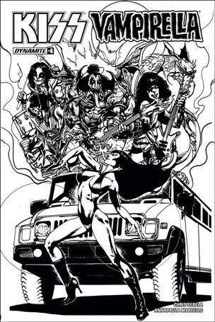 KISS / Vampirella issue 4-G Roberto Castro 1:25 Black and White Cover